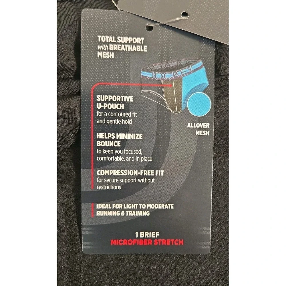 Jockey Sport Underwear 2XL Brief Stability Pouch Microfiber Black Lot of 2